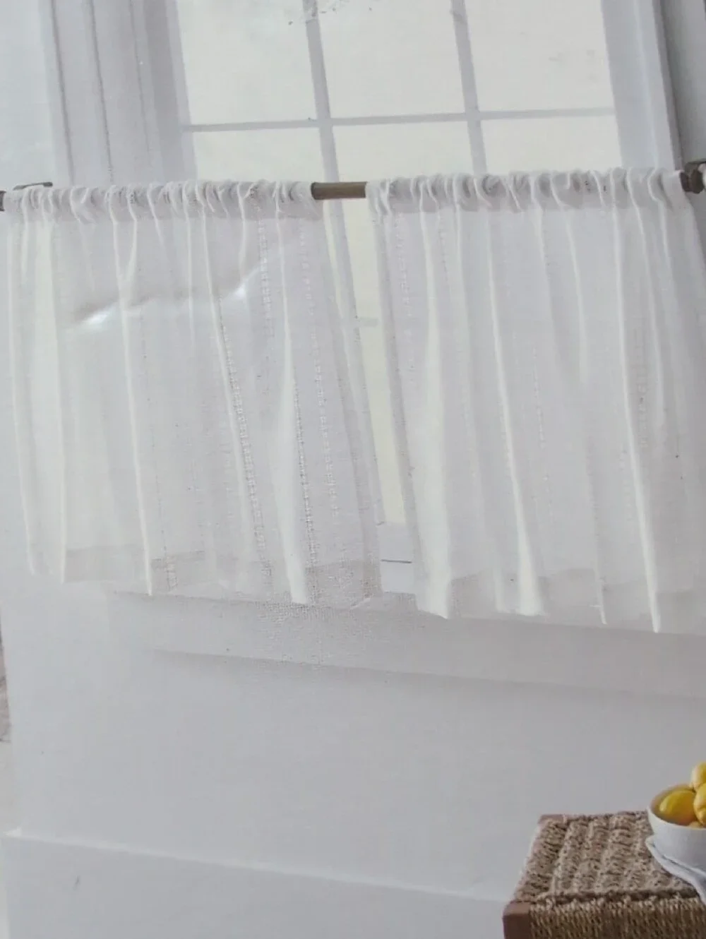 Threshold White Light-Filtering Café Curtain Pair